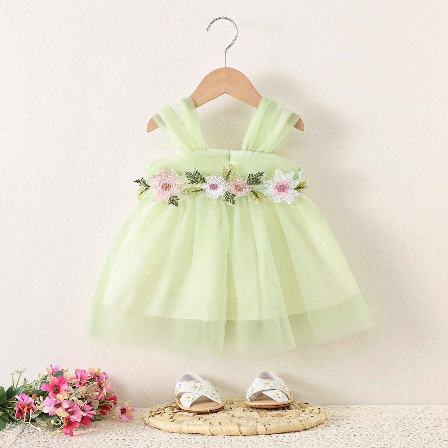 Imported đ¸ Girlsâ Floral Suspender Princess Dress â Korean Style Gauze Summer Outfit