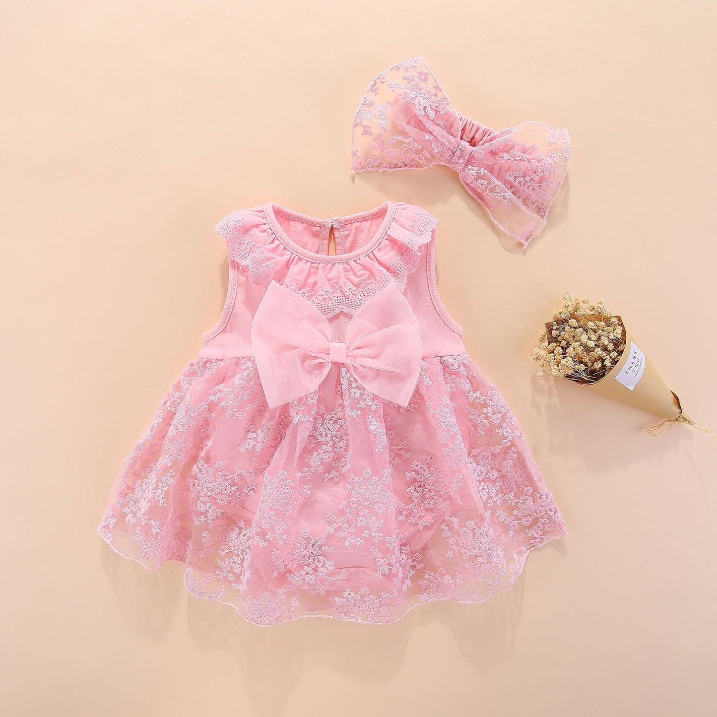 Imported đļđ Baby Girlsâ Sleeveless Princess Bodysuit Dress with Headband â Full Moon & First Birthday Outfit