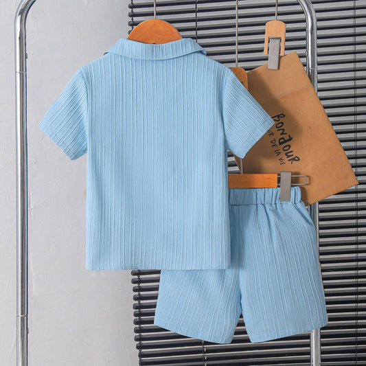 Imported 👔 Boys’ Summer School Style Suit – Short Sleeve Shirt & Shorts Set