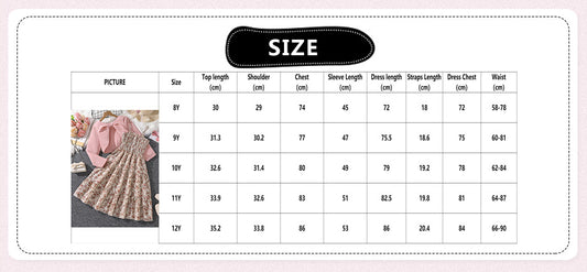 Imported🌸 Girls' Floral Dress & Jacket Set – Spring/Autumn Two-Piece Outfit