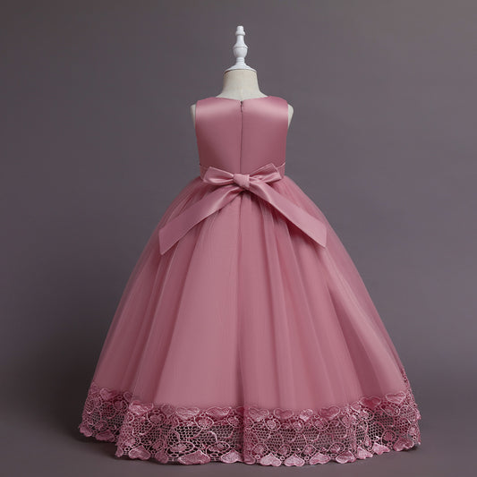 Imported 🌸 Girls’ Floral Runway Princess Dress – Summer Long Elegant Gown