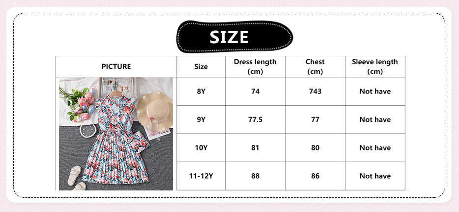 Imported đ¸ Girlsâ Flying Sleeve Printed Princess Dress â Summer Foreign Trade Hot Seller