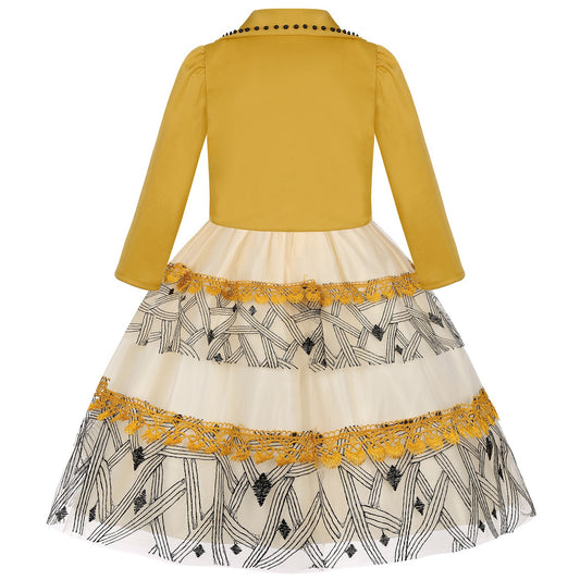 Imported ✨ Girls’ Mesh Cake Dress Set – European & American Style Piano Performance Outfit