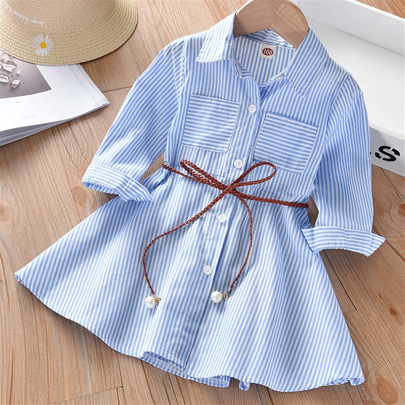 Imported đ Girlsâ Spring Autumn Stripe Dress â Fashion Toddler Kids Outfit