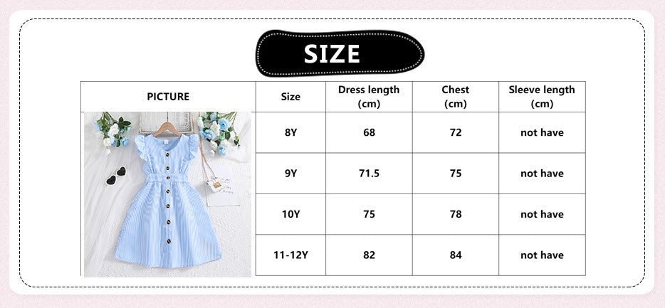 Importedđ Girlsâ Striped Flutter Sleeve Princess Dress â Summer Fashion