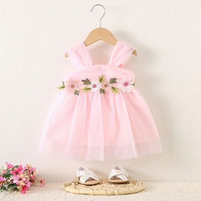 Imported đ¸ Girls' Summer Floral Suspender Princess Dress â Korean Gauze Skirt