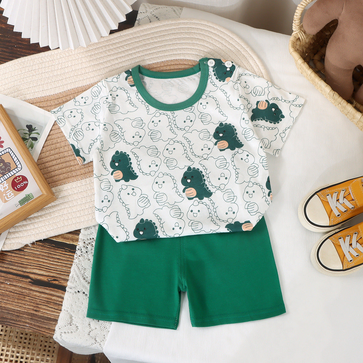 Imported đ Kidsâ Summer Cotton Outfit â Boysâ T-Shirt & Girlsâ Shorts Set