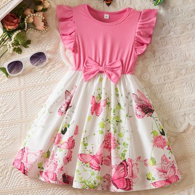 Imported đĻ Korean Style Butterfly Print Dress â Flying Sleeve Princess Dress