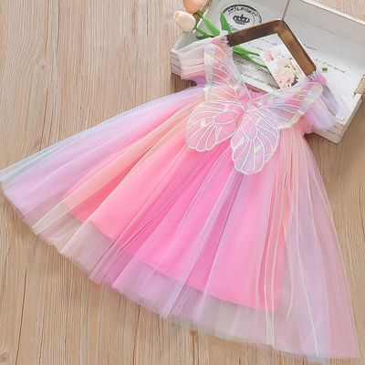 Importedđ§ Rainbow Fairy Princess Dress â Sling Style With 3D Wings