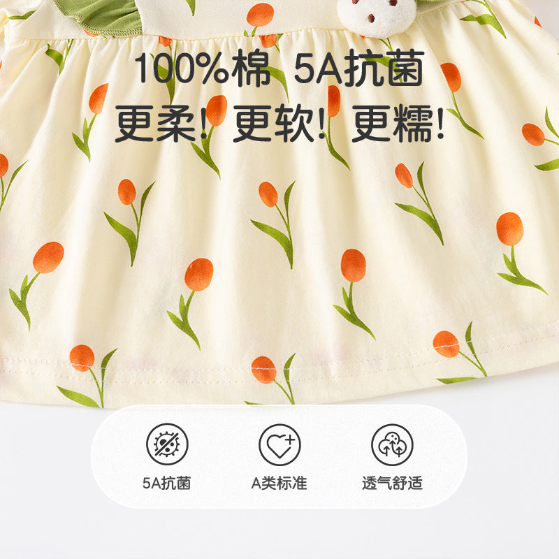Imported đ¸ Shanyingfang Baby Girlsâ Pure Cotton Two-Piece Set â Summer Short Sleeve Top & Pants