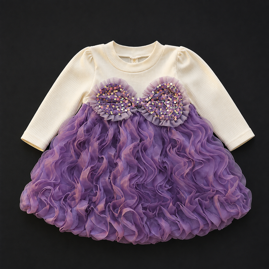 Imported 🎀 Girls' Autumn Pink Mesh Tutu Dress – Long Sleeve Princess Style