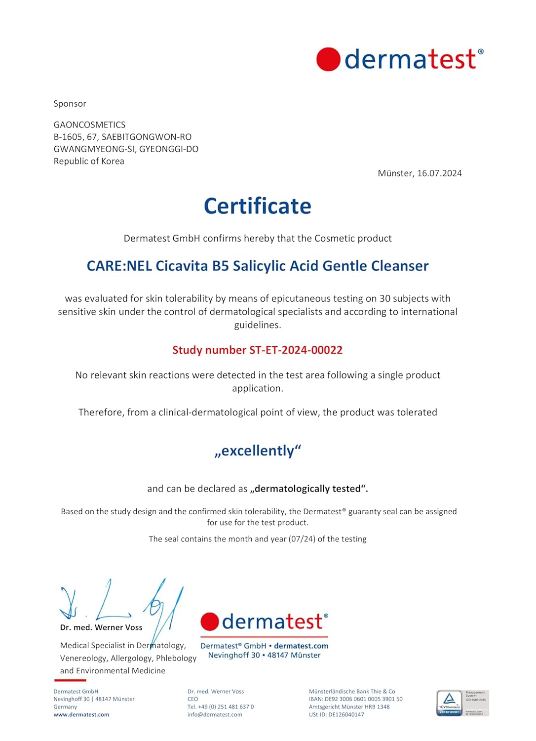 Care:Nel, Cicavita B5, Salicylic Acid Gentle Cleanser, 5.07 fl oz (150 ml)