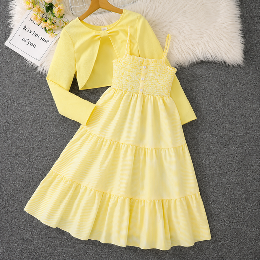 Imported🌸 Girls' Floral Dress & Jacket Set – Spring/Autumn Two-Piece Outfit