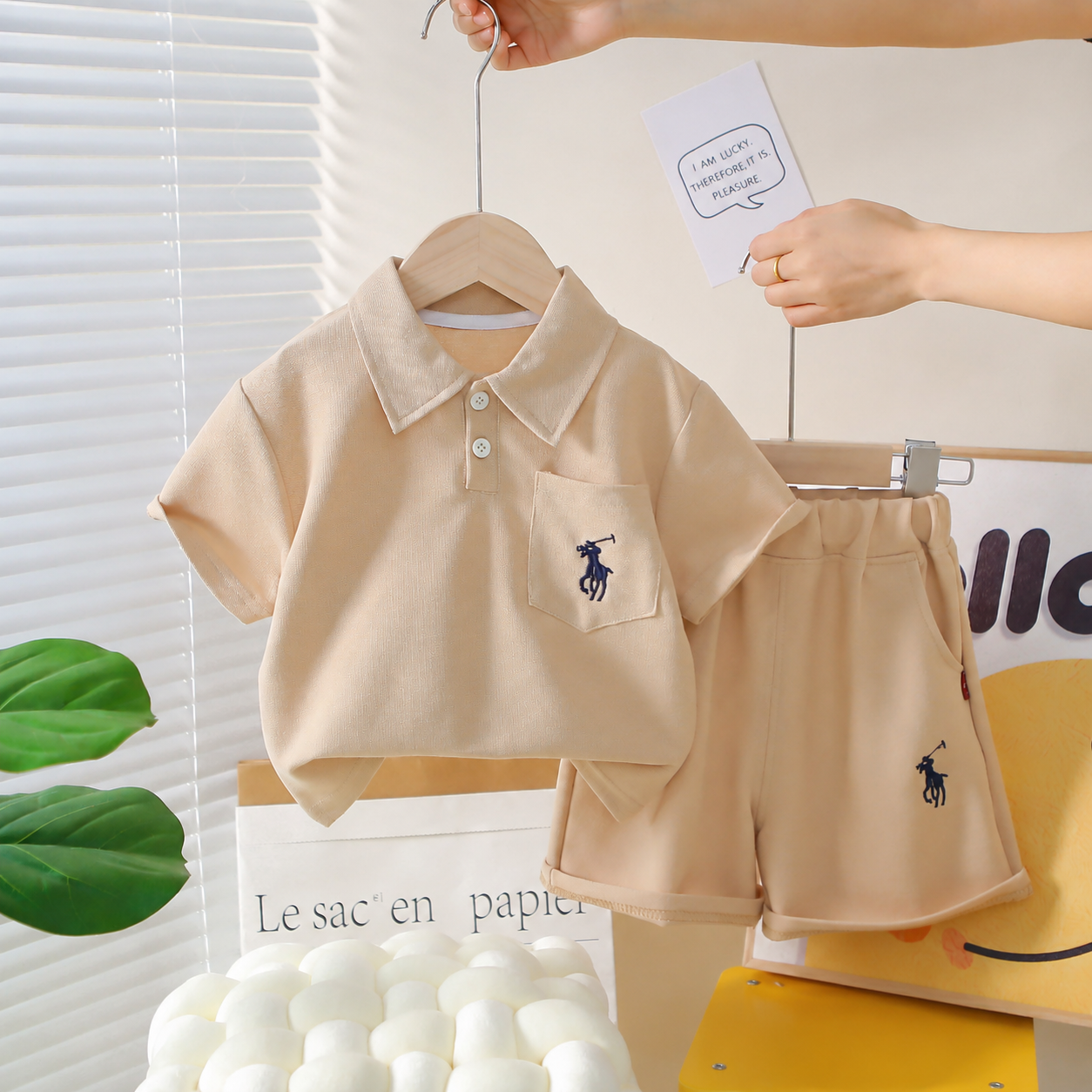Imported👕 Boys’ Summer Polo Short-Sleeve Set – Stylish Solid Color Two-Piece Outfit