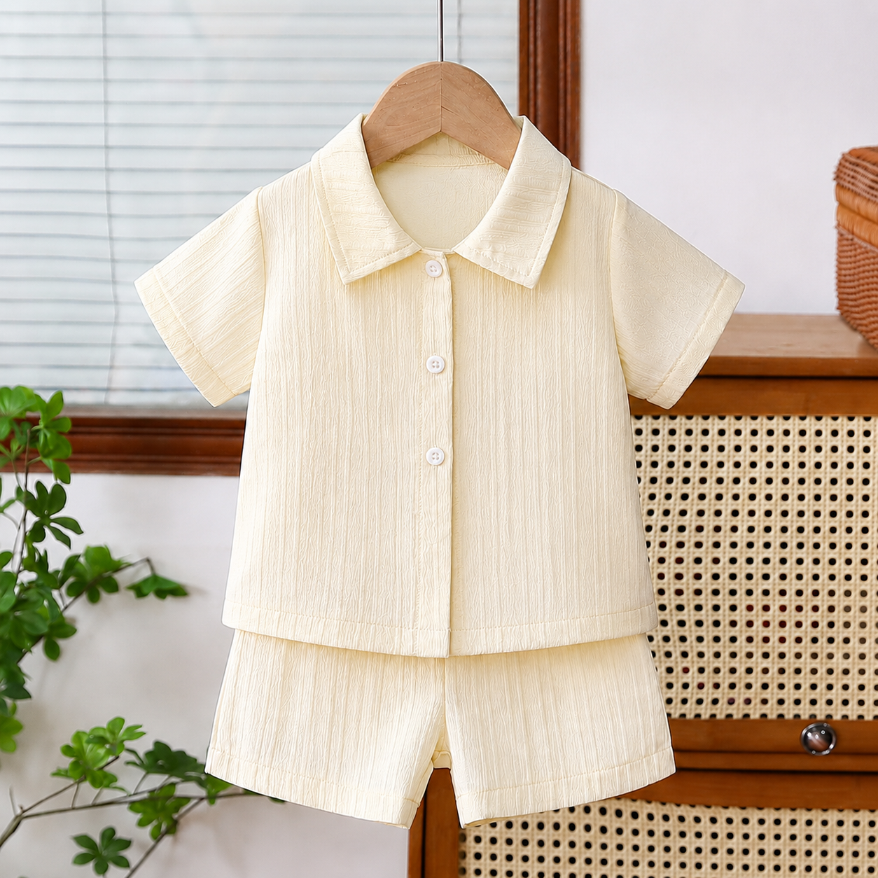 Imported 👔 Boys’ Summer School Style Suit – Short Sleeve Shirt & Shorts Set