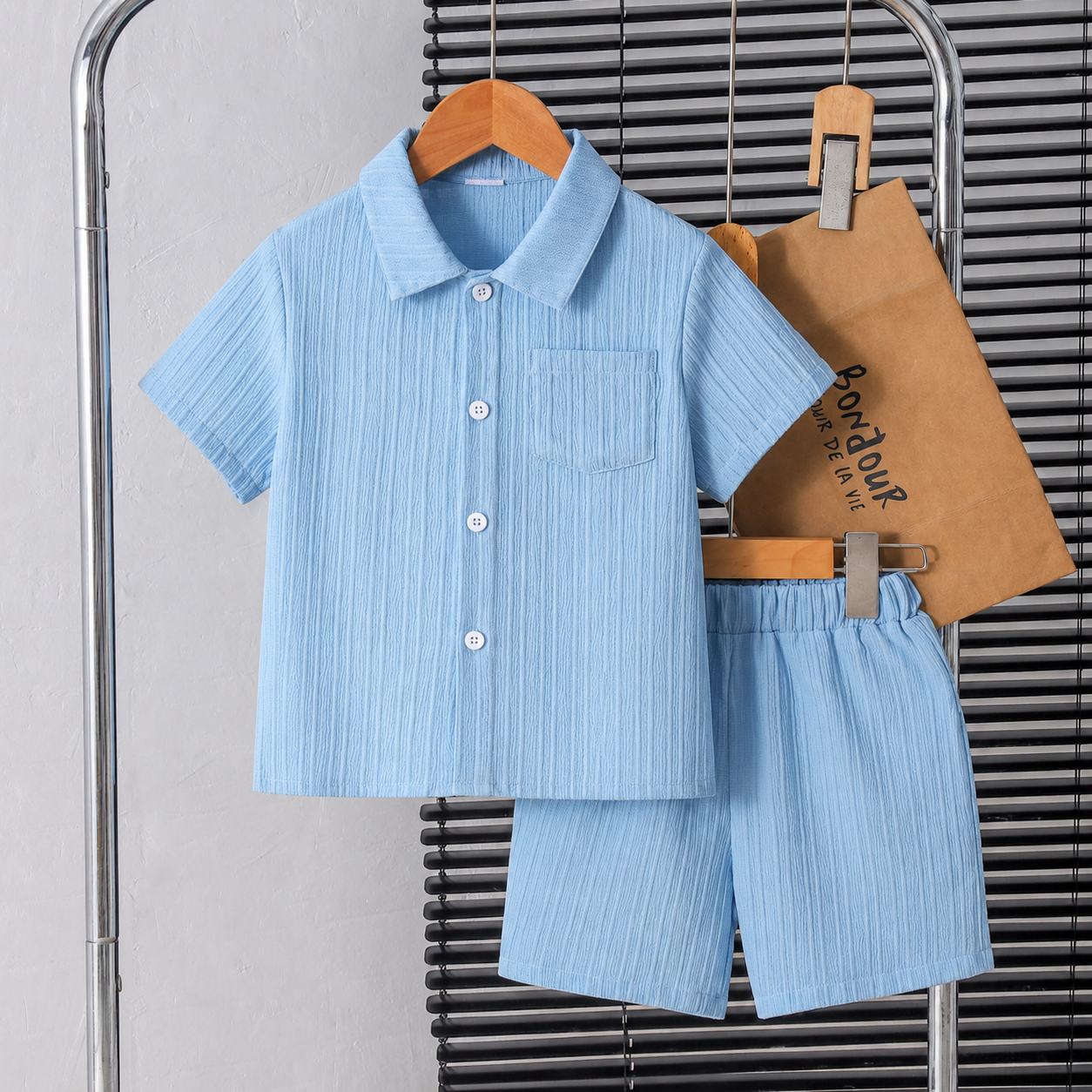 Imported 👔 Boys’ Summer School Style Suit – Short Sleeve Shirt & Shorts Set
