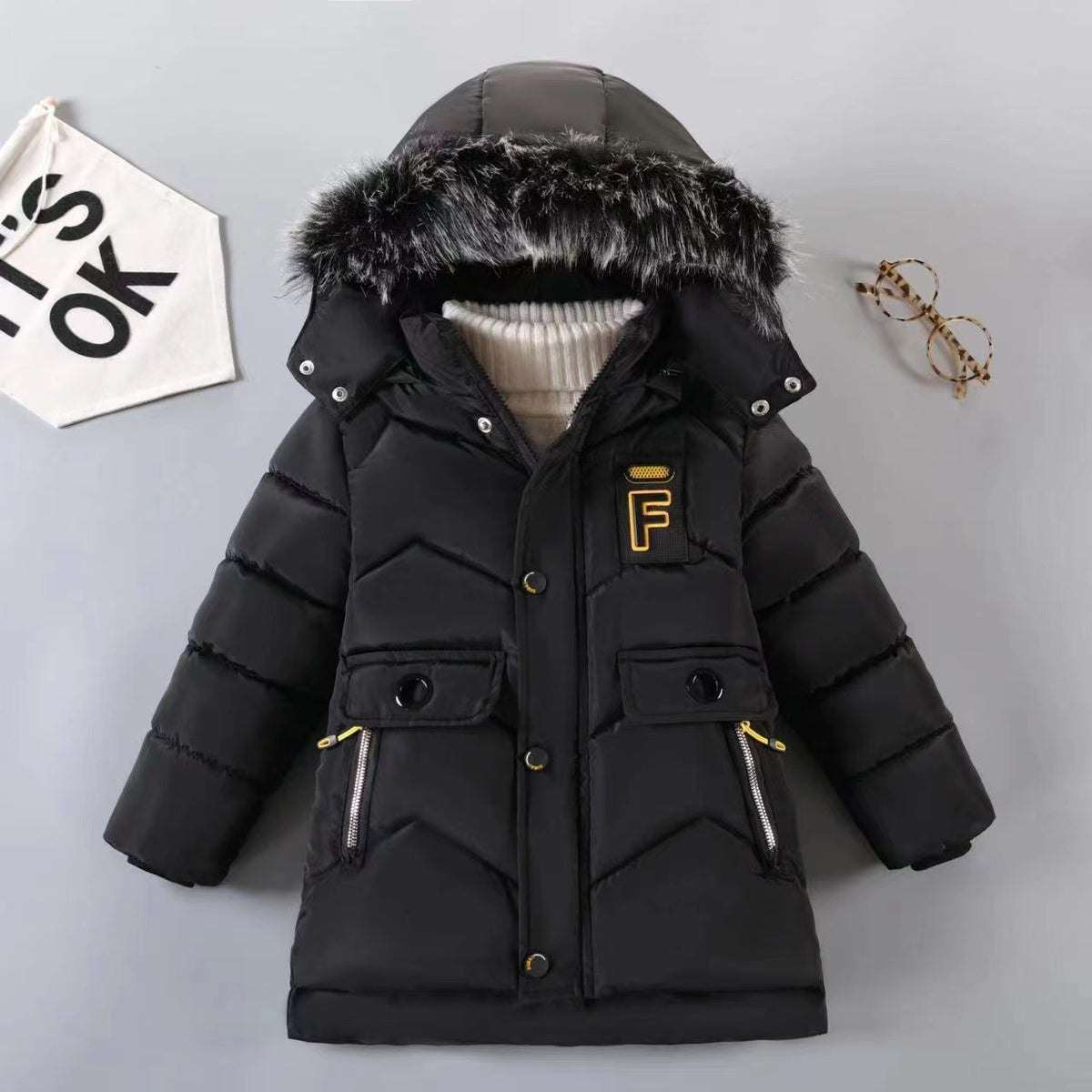 Imported ❄️ Boys’ Winter Cotton-Padded Coat – Korean Style Thick Fleece-Lined Jacket