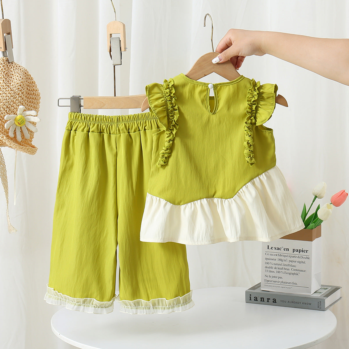 Imported🌻 Girls' Sunflower Ruffle Summer Set | Trendy & Stylish Kids Outfit
