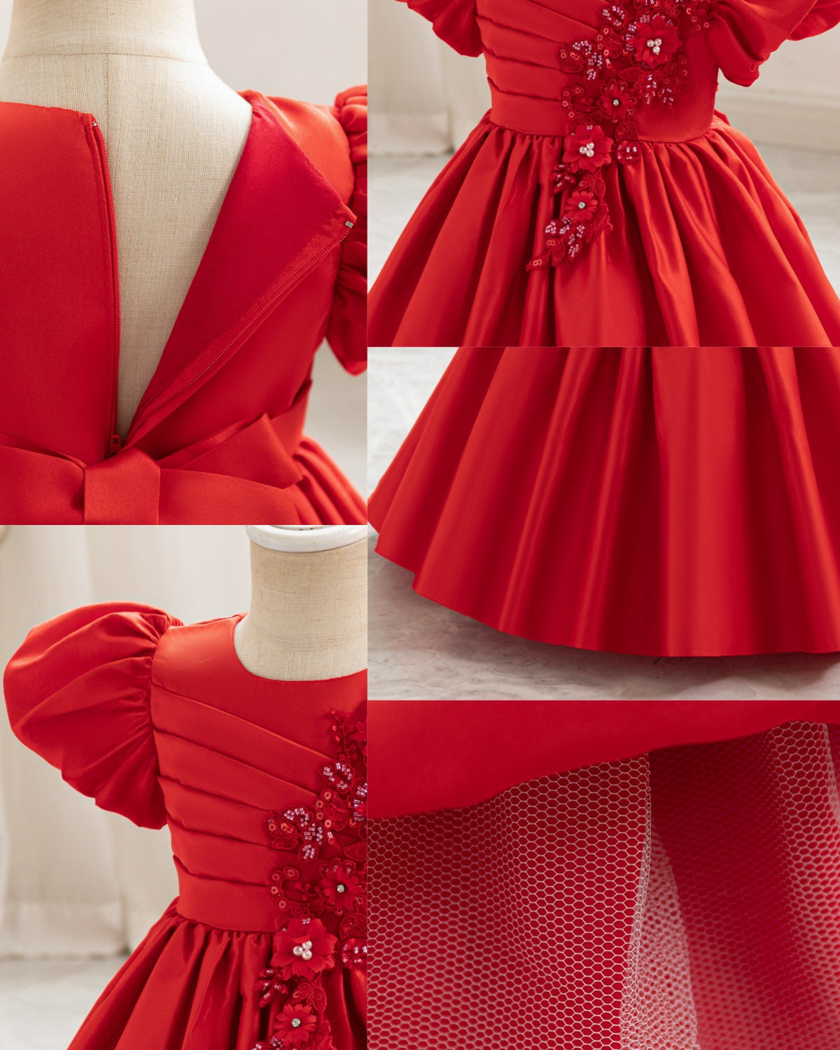 Imported 🎀 Girls’ Autumn Satin Flower Girl Dress – Birthday & Party Outfit