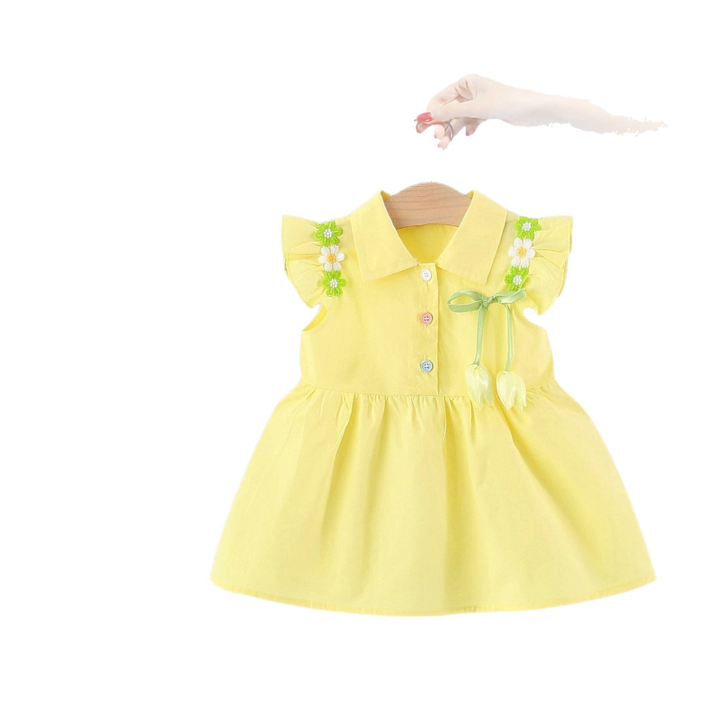 Imported 👗 Girls' Floral Flutter Sleeve Collared Summer Dress | Stylish & Cute Summer Wear 💕✨