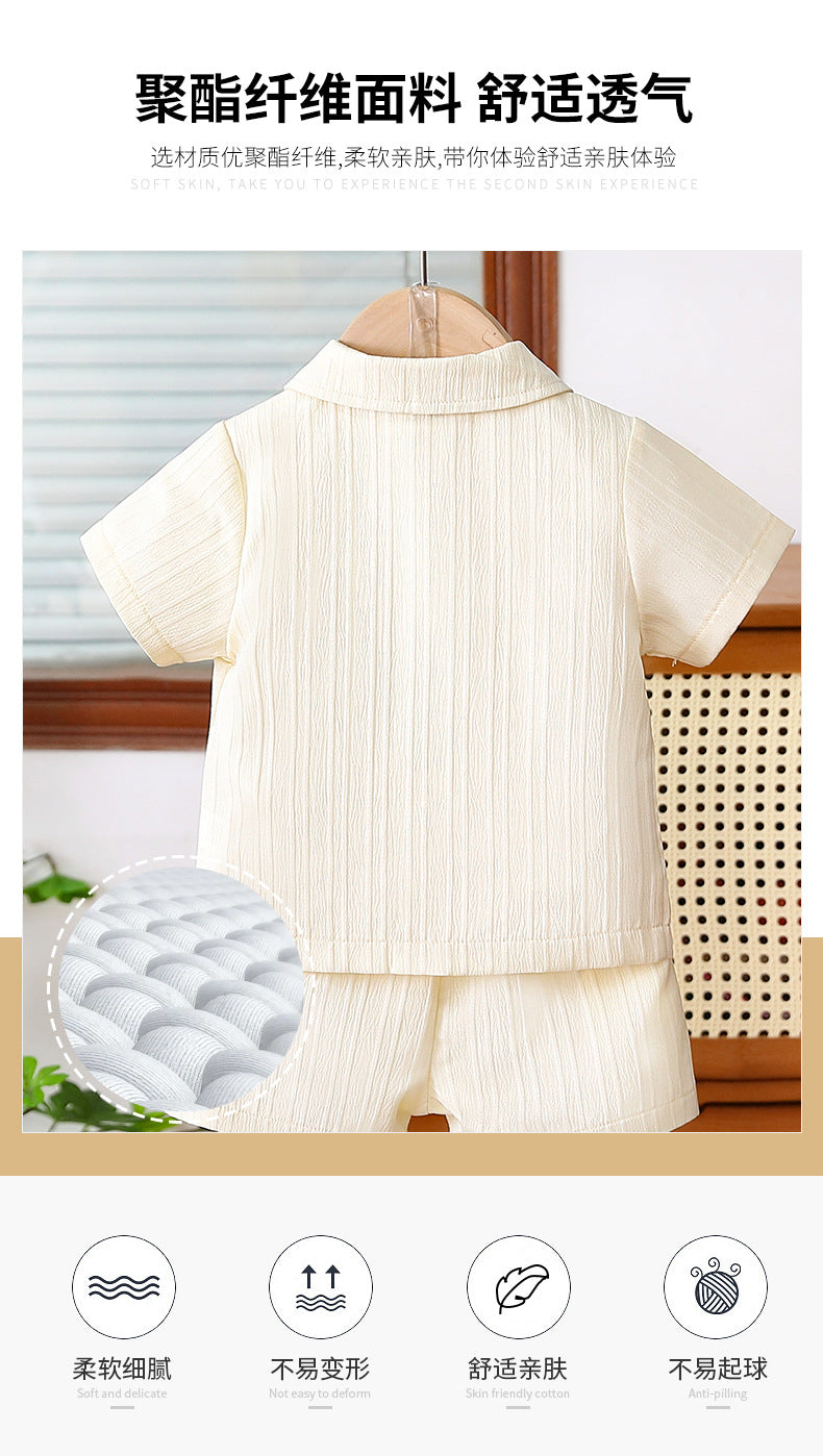 Imported 👔 Boys’ Summer School Style Suit – Short Sleeve Shirt & Shorts Set