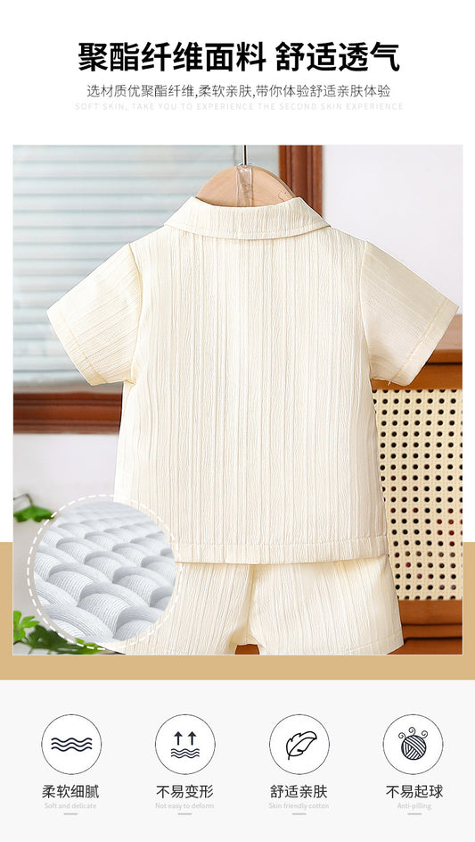 Imported 👔 Boys’ Summer School Style Suit – Short Sleeve Shirt & Shorts Set