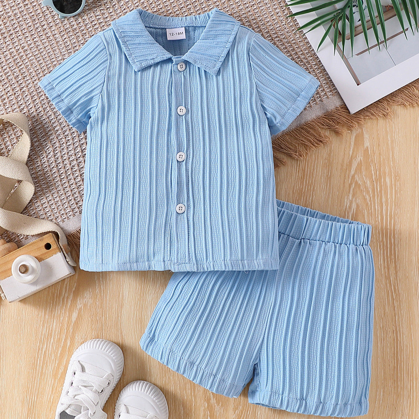 Imported 👔 Boys’ Summer School Style Suit – Short Sleeve Shirt & Shorts Set