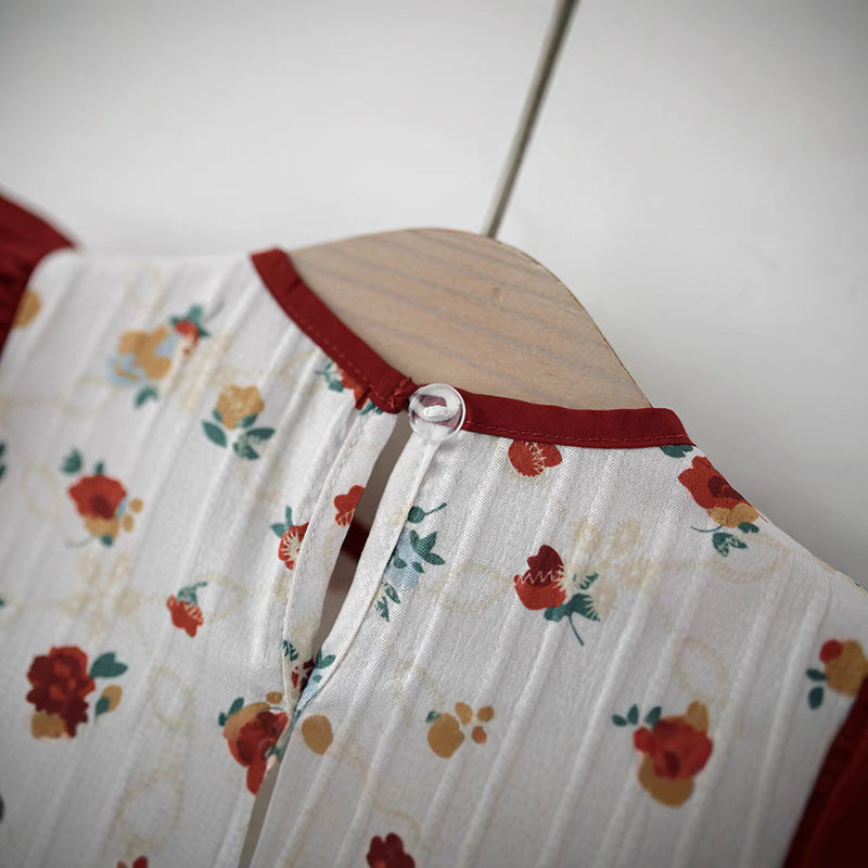Imported 🌸 Girls’ Summer Flying Sleeve Dress – Cute Floral Princess Two-Piece Style