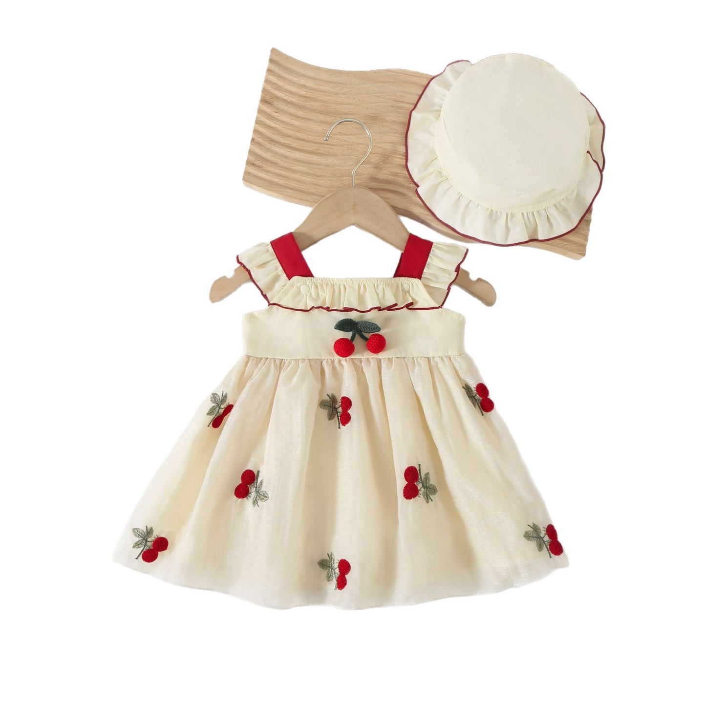 Imported 🌴 Girls’ Chiffon Halter Beach Dress – Embroidered Summer Princess Outfit