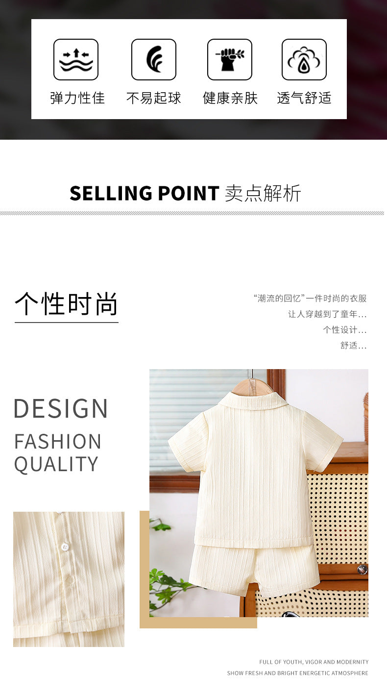 Imported 👔 Boys’ Summer School Style Suit – Short Sleeve Shirt & Shorts Set