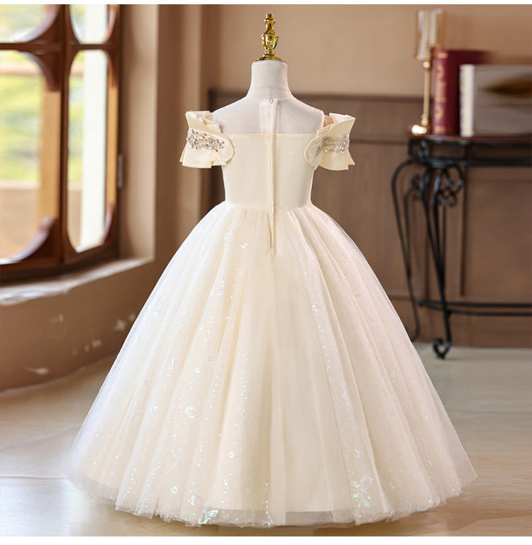 High-end, light luxury, long, stylish little girl princess dress, performance costume, children's wear, girls' dress