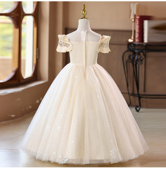 High-end, light luxury, long, stylish little girl princess dress, performance costume, children's wear, girls' dress
