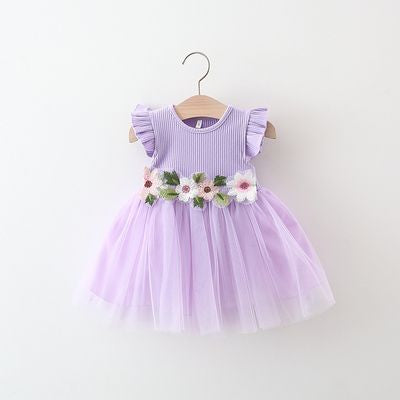 Imported 🎀 Baby Girl Summer Princess Dress – Puffy Veil Skirt (Western Style)
