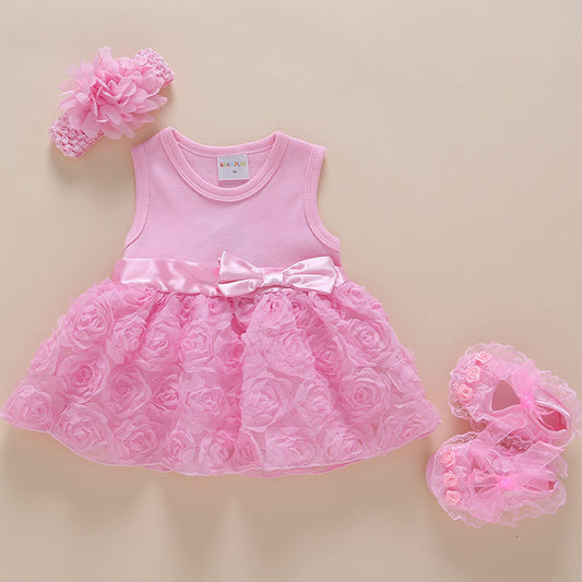 Imported ❤️ Baby Girls’ Red Princess Dress – First Birthday Celebration Outfit (Summer)