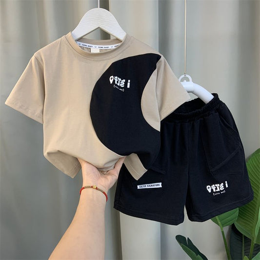 Imported 👕 Boys’ Summer Short-Sleeve Suit – Korean Style Cool Outfit