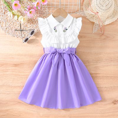 Imported 🌺 Elegant Embroidered Flower Dress For Girls – Multicolor Belt | Summer Style (Copy)