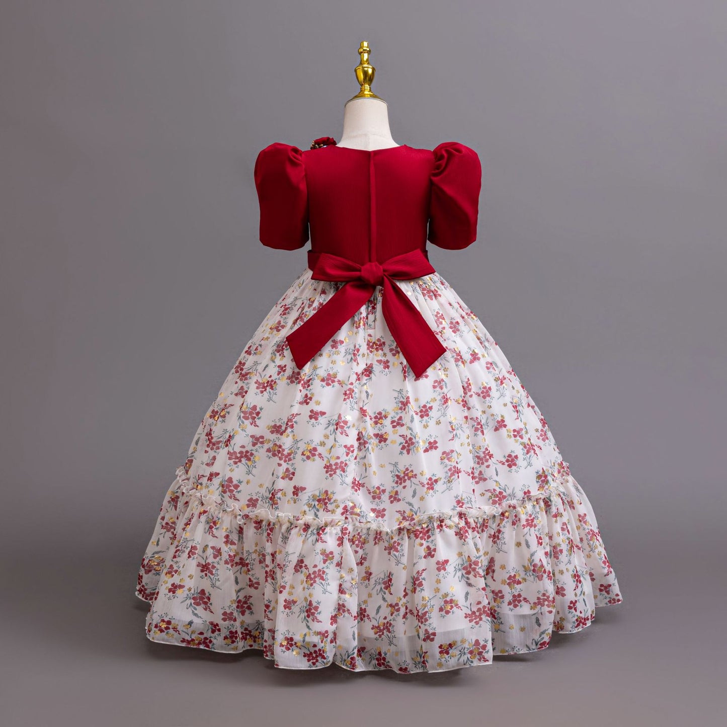 Imported 🌸 Girls’ Chiffon Floral Princess Dress – Catwalk & Party Outfit