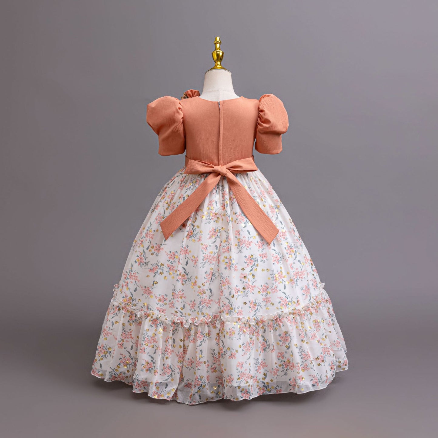 Imported 🌸 Girls’ Chiffon Floral Princess Dress – Catwalk & Party Outfit