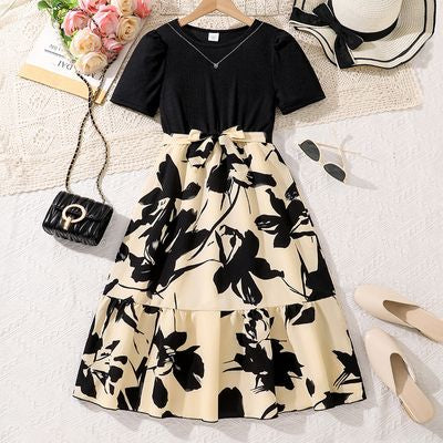 Imported 🌺 Girls’ Floral Print Elegant Dress – Summer Resort Style