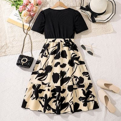 Imported 🌺 Girls’ Floral Print Elegant Dress – Summer Resort Style