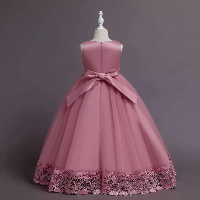 Imported 🌸 Girls’ Floral Runway Princess Dress – Summer Long Elegant Gown