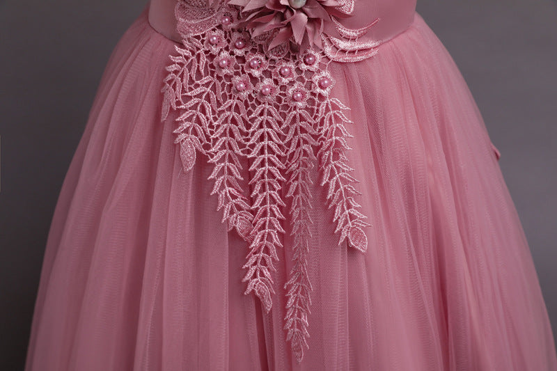 Imported 🌸 Girls’ Floral Runway Princess Dress – Summer Long Elegant Gown