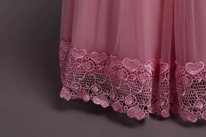 Imported 🌸 Girls’ Floral Runway Princess Dress – Summer Long Elegant Gown