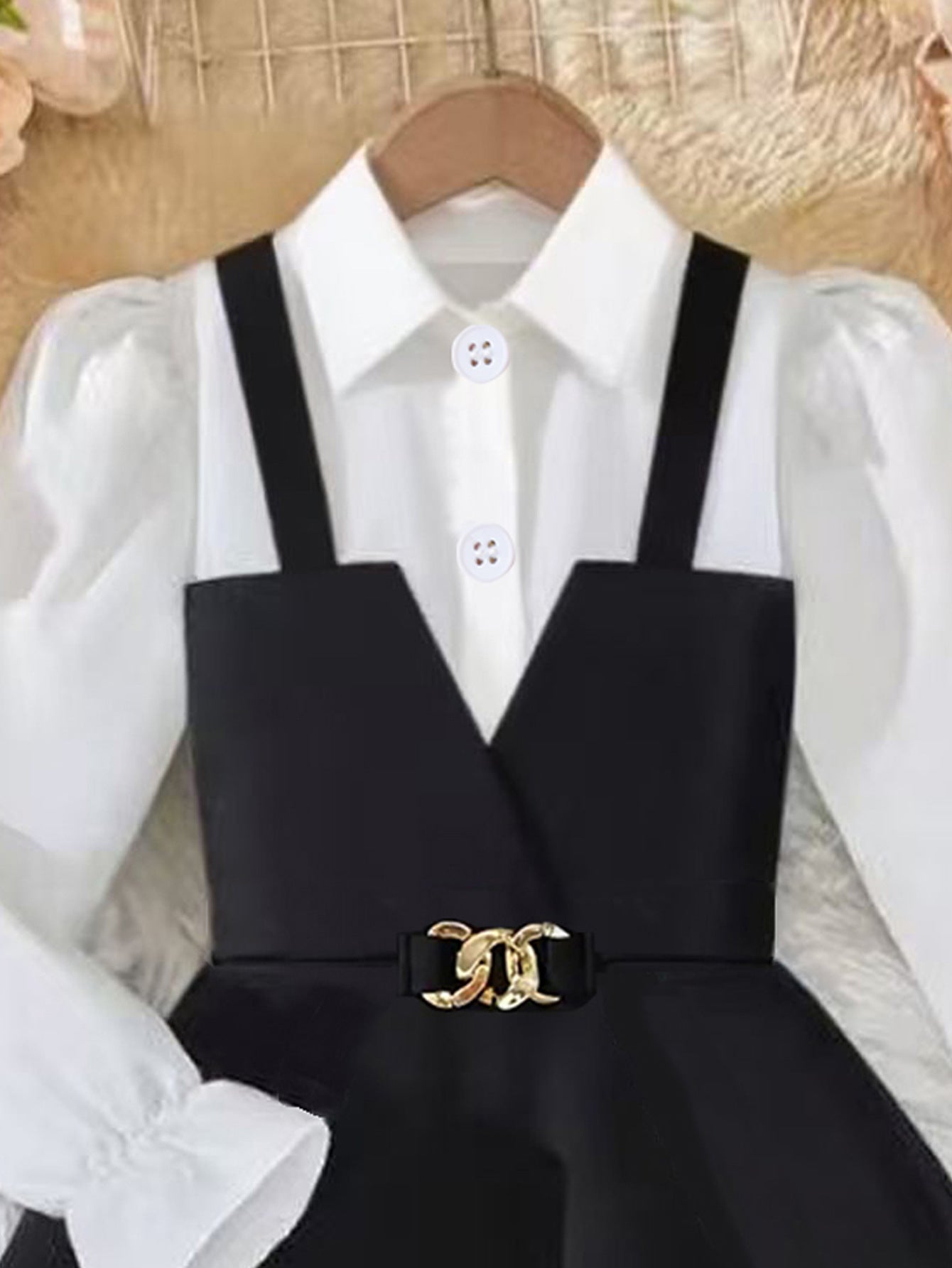 Imported🎓 Girls’ School Style Two-Piece Dress – Long Sleeve Shirt Collar Outfit (Spring/Autumn/Winter)