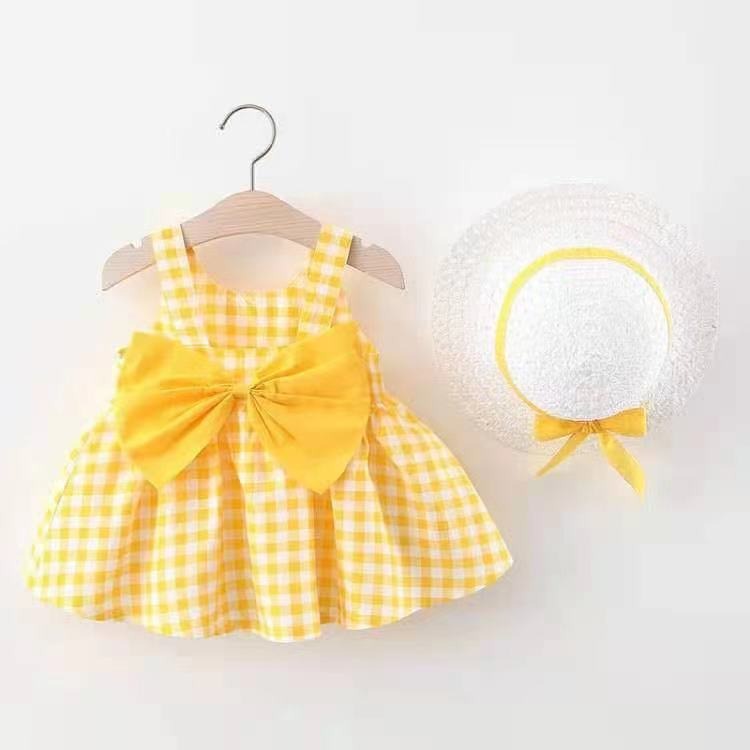 Imported Girls Summer Plaid Bow Princess Dress – Stylish Baby Girl Party Wear