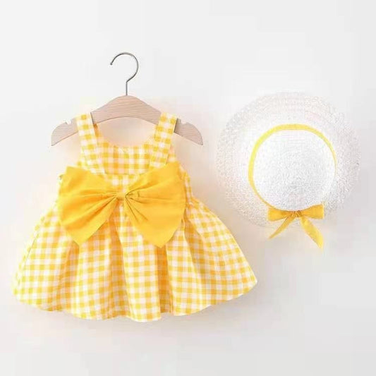 Imported Girls Summer Plaid Bow Princess Dress – Stylish Baby Girl Party Wear