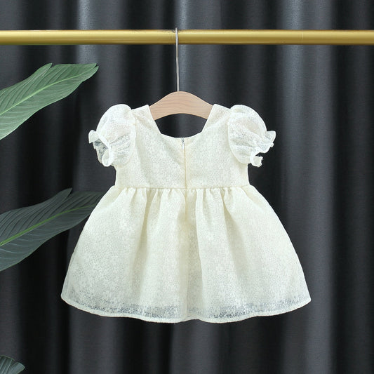 Imported 🌸 Girls’ Summer Lace Tulip Dress – Short Sleeve Princess Style
