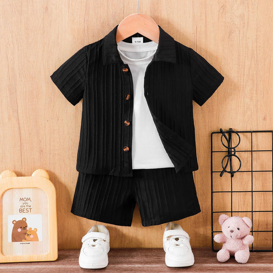 Imported Premium Boys Summer School Style Suit – Fashionable Short Sleeve Shirt & Shorts Set
