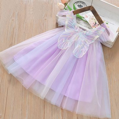 Imported🧚 Rainbow Fairy Princess Dress – Sling Style With 3D Wings