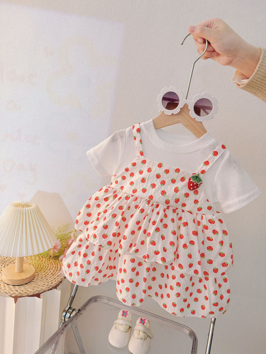 Imported 🌺 Toddler Girls’ Summer Princess Dress – Short-Sleeve Floral Skirt